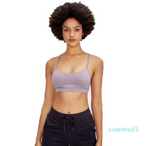 LU LU LEMONS Solid Color Buttery-soft Yoga Bras Flow Y-back Sports Bra Female Lingerie with Removable Cups Sexy Tops