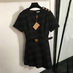 Gold Buckle Dresses Womens Black Skirts With Belt Luxury Classic Short Dress Charm Lady Skirt For Party Wedding