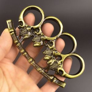 Schädel Metall Knuckle Duster Vier Finger Schnalle Boxen Abdeckung Verteidigung Boxen Outdoor Sicherheit Verteidigung EDC Werkzeug