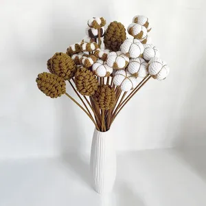 Fiori decorativi 1 pz Divertimento Gancio per ago Pigna artificiale Fiore Carina intrecciata a mano Carota Arancione Bouquet Regalo di Natale di strada Decorazioni per la casa