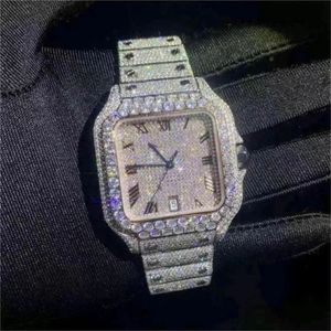 럭셔리 남성 시계 Moissanite Mosang Stone Diamond Watch Movement Watches Men Top Montre De Luxe Wristwatch 기계 Automa237o