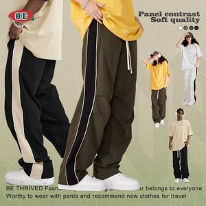 Be Mens Wear Spring/summer Side Bone Splicing and Edge Woven Long Pants American Street Loose Fashion Brand Paratrooper for Men