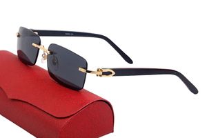Carti Designer Okulary przeciwsłoneczne Bezpośrednie szklanki Buffalo róg drewniana rama klasyczna luksusowe gogle wielokolorowe okulary przeciwsłoneczne