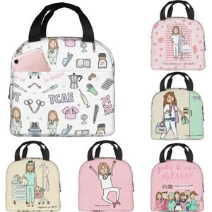 Enfermera En Apuros Lunch Bags for Doctor Nurse Thermal Cooler Portable Picnic Oxford Box Bento Pouch 240226