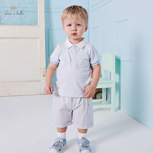 Dave Bella Рубашки-поло для мальчиков Комплект детской одежды Футболки с короткими рукавами для мальчиков и шорты 2 шт. Повседневная детская одежда для мальчиков DB2221638 240314
