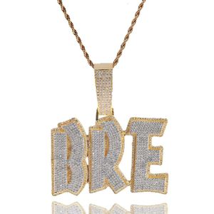 A-Z Color Sier Hip Letters T Hop Gold Pendant Mens Necklace Full Zircon Jewelry GG