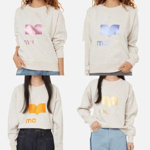 24ss Isabels Marants Kadın Hoodies Sweatshirts Fransız yeni yuvarlak boyun mektubu yansıtıcı baskı kazak gevşek kazak bluz