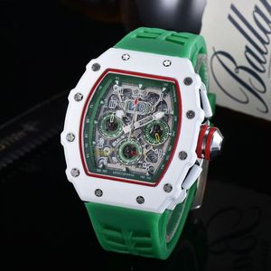 Mens watches top quality candy rubber strap small dial work all functional chronograph quartz movement watch waterproof montre de 1889