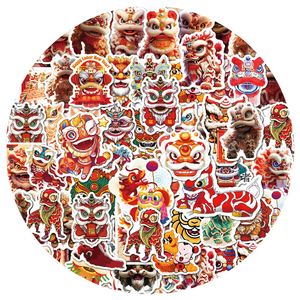 60 Stück wasserdichte traditionelle chinesische Löwentanz-Aufkleber, Graffiti-Patches, Abziehbilder für Auto, Motorrad, Fahrrad, Gepäck, Skateboard und Haushaltsgeräte