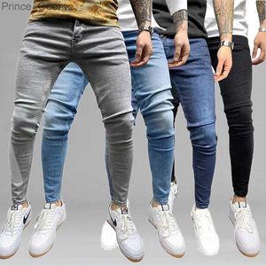 Mäns jeans herrar svarta jeans smala passform av kvalitet grå casual manliga jeans byxor mager fit män byxor hip hop streetwear bomull denim byxa byxor
