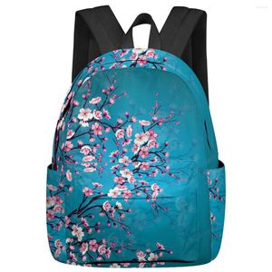 Backpack Cherry Blossom Plum Pink Student School School Laptop Custom for Men Women Feminino Mochila