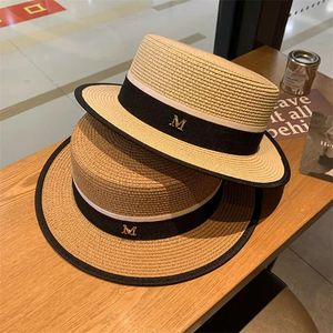 كلاسيكية شقة أعلى القش القبعة النساء القبعات الشاطئ الصيفية قبعات العطل