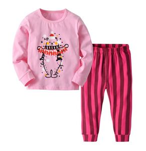 Casual Children Girls Cotton Pyjamas Set Unicorn Christmas Long Sleeve Toddler Baby Kids Tops Pants Girls Clothes9986332