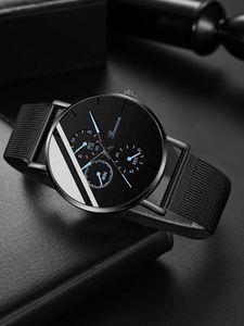 Andere Uhren es Set Mann 2023 Mode Männer Business Quarz Handgelenk Luxus Schwarz Armband Männer Casual Leuchtende Uhr Y240316