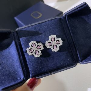 S925 Pure Silver Ear Studs Women's Classic Clover Full Diamond Earrings Set With High Carbon Diamond Light Luxury