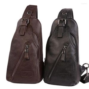 Bag Men High Quality Genuine Leather Cowhide Fashion Chest Pack Sling Back Riding Messenger Single Shoulder