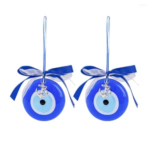 Dekorativa figurer Evil Eye Charm Window Hanging Blue Glass Pendant Round Pärlor Diy Jewelry Accessories Tree Decoration