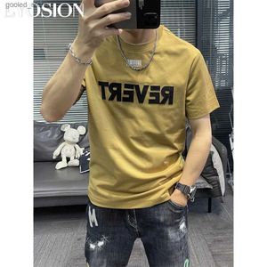 Mäns T-shirts Summer Mens T-shirt Bomull Nackbrev Tryck 2023 Nya Hip Hop Street Clothing Mens T-shirt Topp Plus Size S-5XL Q240316