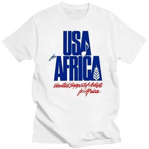 Men's Casual Shirts We Are the World Anniversary USA for Africa United Artists White T-shirtC24315