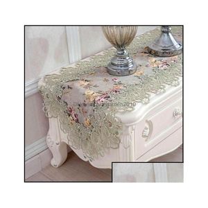 Table Runner Cloths Flag Flower Embroidered Green Top Elegant Europe Lace Pastoral Print Decoration Runners Placemats8089905 Drop De Dhthe