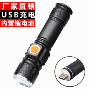 New LED Strong Light USB Charging Aluminum Alloy Mini Flashlight T6 Zoom Remote Outdoor 975487