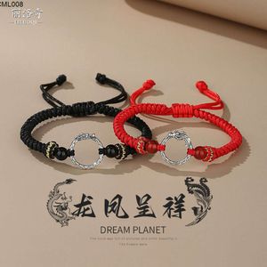 Silver Dragon and Phoenix Chengxiang Couple Bracelet for New Years the Year of Loong