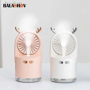 Elektriska fläktar Portable Water Spray Mist Fan USB RECHARGEABLE Handhållen Mini Cooling Luftkonditioneringsfuktare för utomhus sovrum 240316