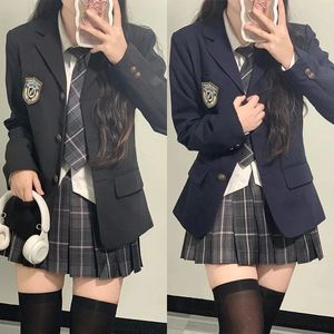 Japanese School Uniforms for Girl Autumn Winter Multicolor Long Blazer Sets Pleated Skirt JK Sailor Tie Anime Cos Costume 240323