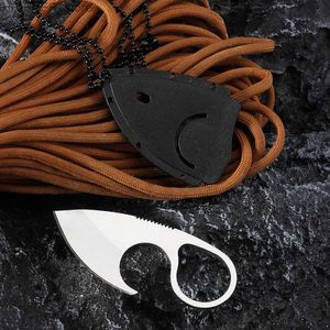 Taktiska knivar halsband kniv bekvämt k mantel ring prydnad som packar in väsentlig kniv rostfritt stål daglig bärbar utomhus kniv2403