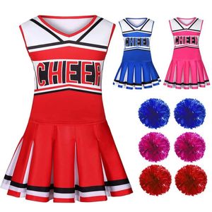 Cheerleader traje meninas carnaval cosplay outfit esportes competição torcendo palco desempenho uniforme crianças vestido de dança 240305