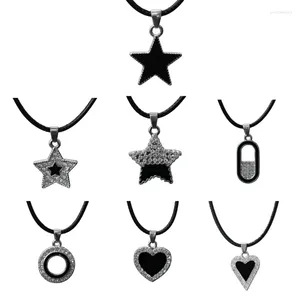 Pendant Necklaces Modern Leather Rope Necklace Star Neckchains Adjustable Chokers