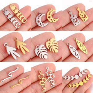 Charms 5Pcs Stainless Steel Sun/Moon/Star Connector Pendant For Jewelry Making Findings DIY Necklace Bracelet Crafting Accessory