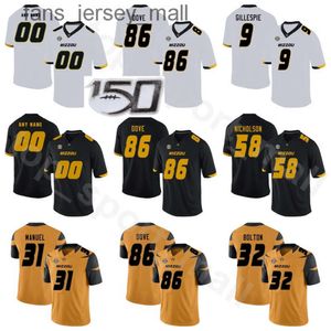 Homens Mulheres Crianças NCAA College Missouri Tigers Futebol 32 Nick Bolton Jersey 86 Tauskie Dove Devin Nicholson 3 Martez Manuel 9 Tyree Gillespie