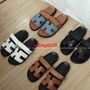 Chypre Ledersandalen Sommerpantoffeln Slide Slip On Flat richtige Version Second Onkel Hausschuhe weiblich 2024 Echtleder Hausschuhe Sommer haben Logo HB50A4