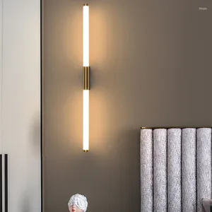 Настенный светильник, длинная полоса, светодиодный светильник, современный минималистский светильник для гостиной, лестничного прохода, домашний декор, светильники, золотые трубчатые лампы для спальни
