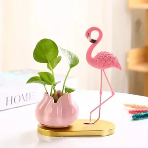 Wazony Kreatywny hydroponiczny wazon roślinny ceramiczne wstawki kwiatowe wstawki flamingo tabletop