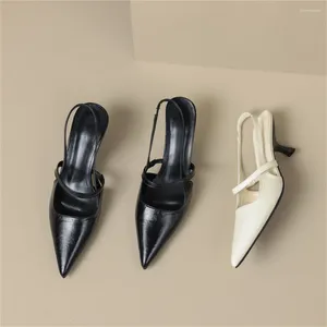 Casual Shoes Ankel Rem Belt Buckle Pointed Toe High Heels Slingback Design Solid Women SandalsCise Style Zapatos Para Mujer Kvinna