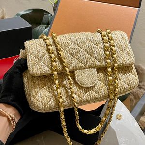 CC TOAM Designer Women Classic CF Flap Torka na ramię Słomka Mała Złote Ball Cf Crossbody Bag 22 torebka torebka Pearl Chain Gatunki 22 mini torba