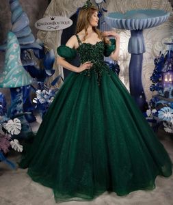 Abiti da ragazza Extra Puffy Emerald Girls Pageant Paillettes Appliques Abiti da compleanno per bambini Sweetheart Little Pography