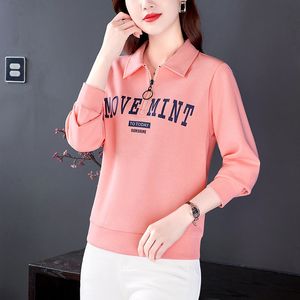 Designer feminino hoodie de manga comprida 2024 primavera e outono moda luxo camisa polo feminina lapela com zíper camiseta superior camisa inferior