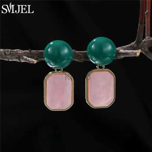 Dangle Chandelier Transparent Resin Pendant Hanging Earrings for Women Bohemia Pink Geometric Square Drop Dangle Earring Wedding Jewelry Brincos 24316