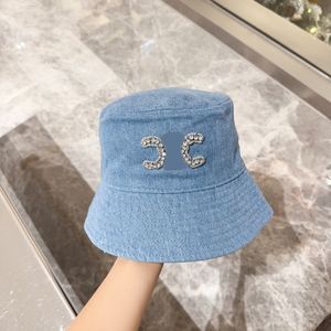 Fisherman Hat Denim Fabric Designer Fisherman Hat High Quality Fashion Casual Beach Solid Color Seaside Travel Big Brim Hat (B0039)