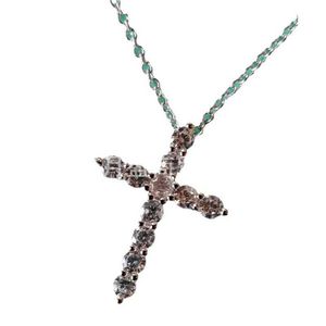 Designer Tiffay och Co Cross Necklace Womens Sterling Silver 925 Light Luxury Set With Diamonds Advanced Mångsidig enkel guldbenbenkedja