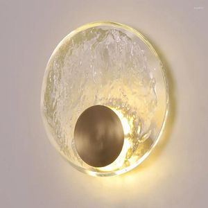 Wall Lamps Modern Round Copper Glass Lamp Nordic Bedroom Bedside Light Fixture Living Room Staircase Aisle Corridor Sconce