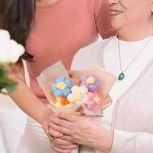 Flores decorativas margaridas buquê de crochê para peças centrais de mesa presentes do dia das mães mãe da filha decoração para casa aniversário dos namorados