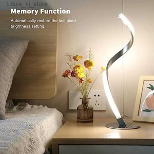 Tischlampen LED-Spiral-Tischlampe, moderne gebogene Schreibtisch-Nachttisch-Touch-Schalter-Lampe, dimmbar, warmweißes Nachtlicht für Wohnzimmer und Schlafzimmer YQ240316