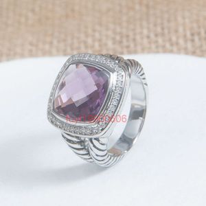 Diamond Rings for Woman and Men Classic Ladies 14mm Amethyst Zircon Rings Fashion Jewelry Accessories Rings