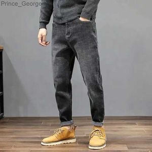 Mäns jeans 2024 Ny vinterhöstmens mens bomullsjön Högkvalitativ manlig Casual Cotton Pantsl2403