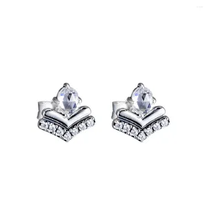 Stud Earrings Class Class with Clear CZ 925 Sterling-Silver-Jewelry