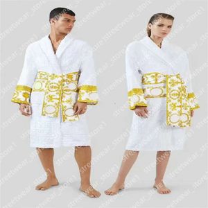 V Ersacee Robe Masculino Pijamas Mens Womens Xaile Collar Algodão Macio Fluffy Designer Marca Luxo Vintage Roupão Pijama Unissex Amantes Vestido 535